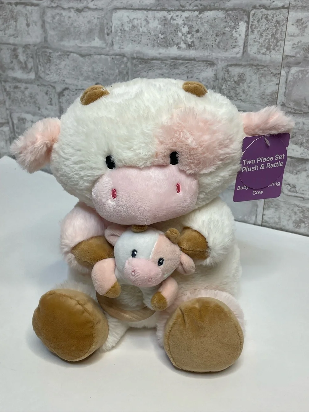Animal Adventure Cow Baby Toy Plush Stuffed Animal With Rattle Stuffie NWT Lovey